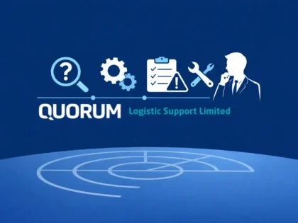 Minimalist illustration of executive reviewing system support concepts with icons for analysis, maintenance and risk