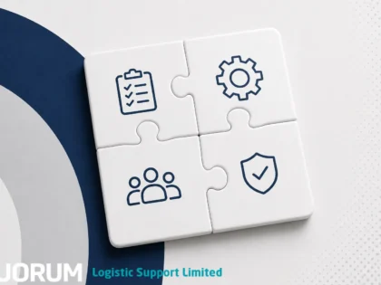 Minimal puzzle-piece graphic showing ILS Bid Support, Engineering, people and assurance themes