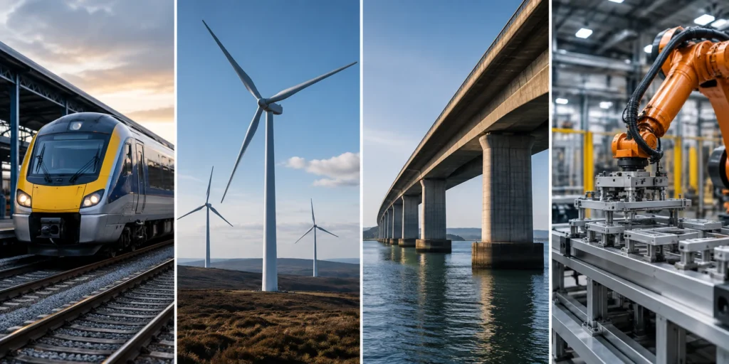 Level of Repair Analysis applications across transport, energy, infrastructure and manufacturing sectors.